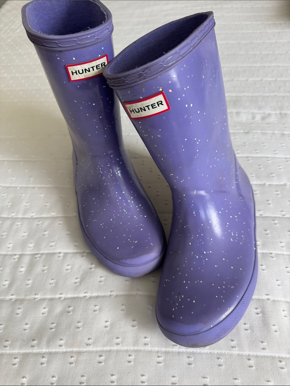 Hunter Kids Purple Glitter Waterproof Rain Boots